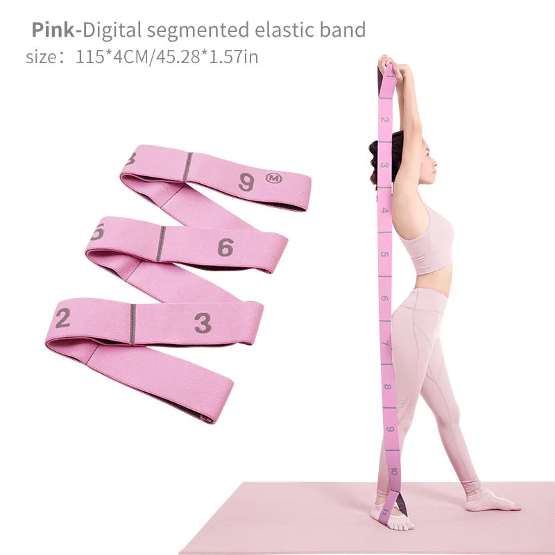 Elastic Yoga Stretching Strap with Loops, Stretch Strap for Ballet