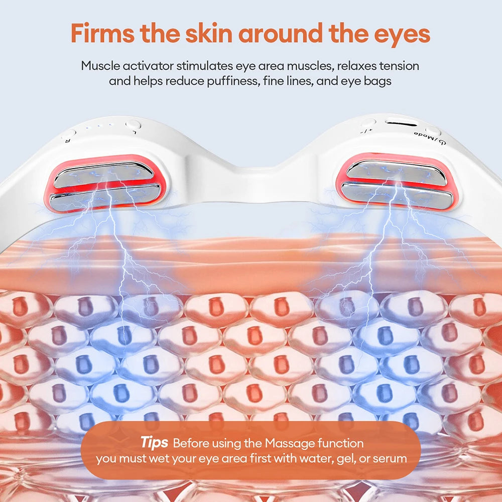 Electric 3D Eyes Massager EMS Eye Massage Glasses Red Light Eye Care
