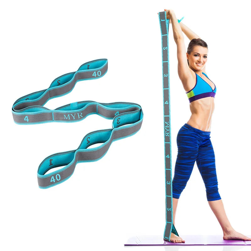 Elastic Yoga Stretching Strap with Loops, Stretch Strap for Ballet
