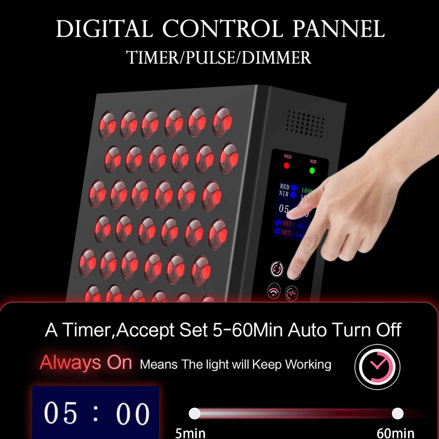 Double Chip Timing Led Red Light Therapy Panel Lamp for Face and Body